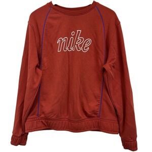 Nike Sportswear Icon Clash Large Sweatshirt Burnt Orange Bright Blue Piping EUC